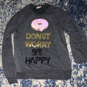 Custom Bow and Drape Donut Worry Be Happy Sweater